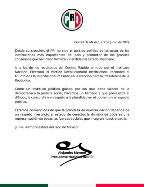 Alito seguirá dirigiendo el PRI, a pesar de obtener menos del 10 % de la elección y caer a cuarta fuerza en el Congreso – Sentido Común