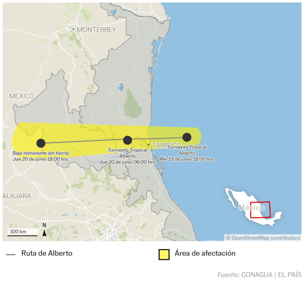 La tormenta tropical ‘Alberto’ tocará tierra esta noche en las costas de Tamaulipas y Veracruz