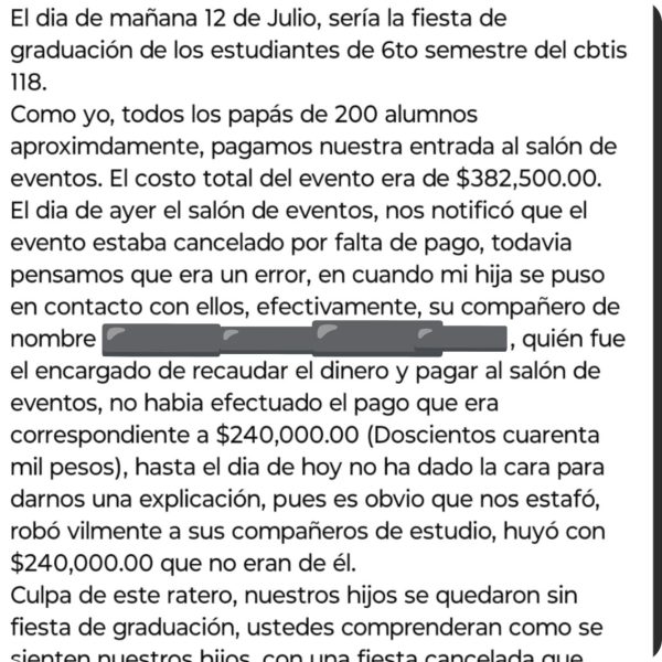 Joven estudiante de CBTIS 118 pierde 240 mil en el casino, era lo de la graduación de su generación