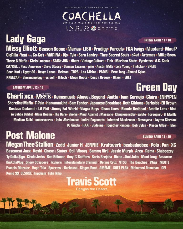 Coachella 2025 anuncia su cartel con Lady Gaga, Green Day, Post Malone y más