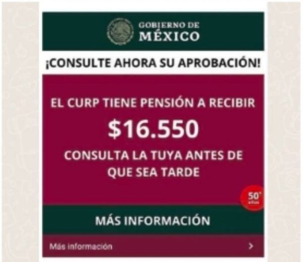 El documento que solicitan para pensión de más de 16,000 pesos para adultos mayores, pero es un fraude