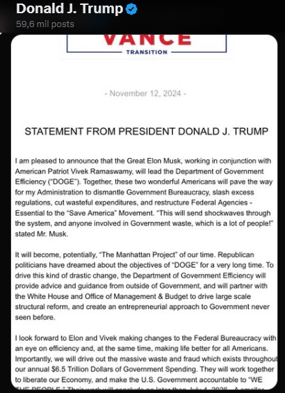 Elon Musk al gobierno de Trump