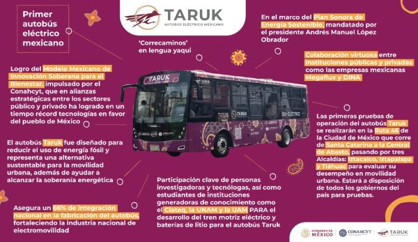 Taruk, el primer autobús eléctrico mexicano ya circula en la CDMX