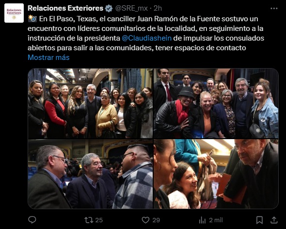 Encuentro del canciller Juan Ramón de la Fuente con líderes comunitarios, cónsules y autoridades locales en EE. UU.