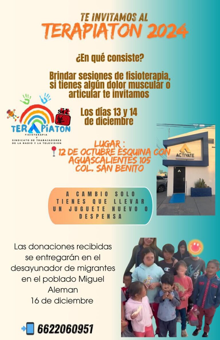 Fisioterapeutas organizan Terapiaton en beneficio del comedor de migrantes en Miguel Alemán