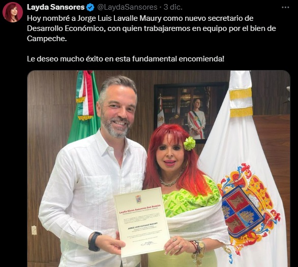 #NoEsBroma || Layda Sansores nombra a Luis Lavalle secretario de Desarrollo Económico