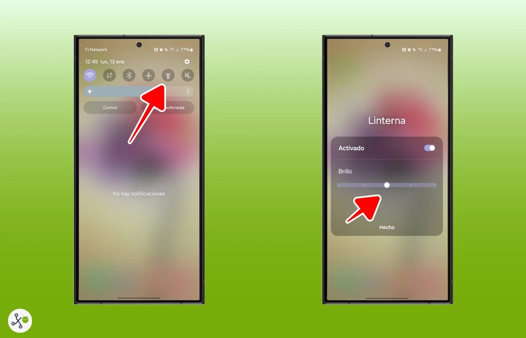 Cambiar el nivel de brillo de la linterna del móvil es posible. Tan solo debes tocar este icono