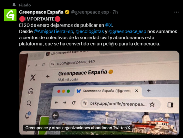 ¿Por qué Greenpeace, Ecologistas en Acción y Amigas de la Tierra abandonan X?