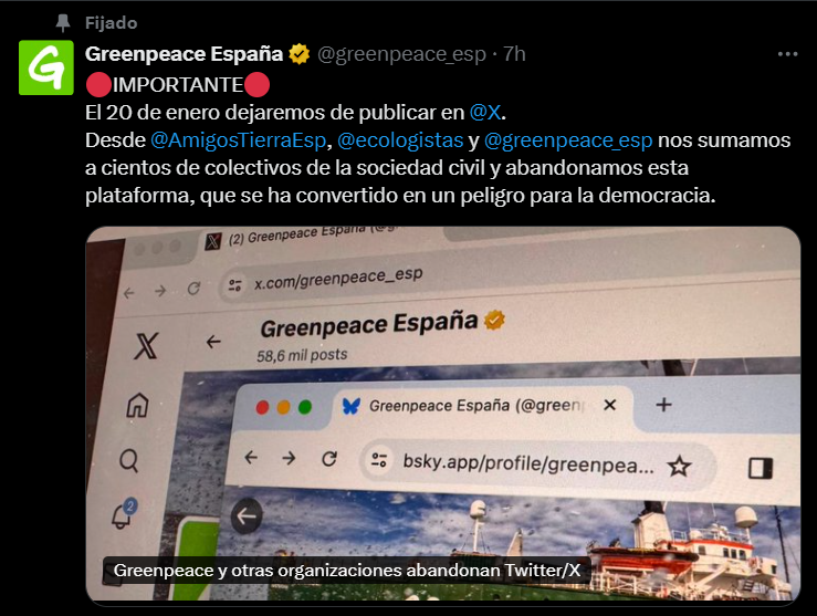 ¿Por qué Greenpeace, Ecologistas en Acción y Amigas de la Tierra abandonan X?