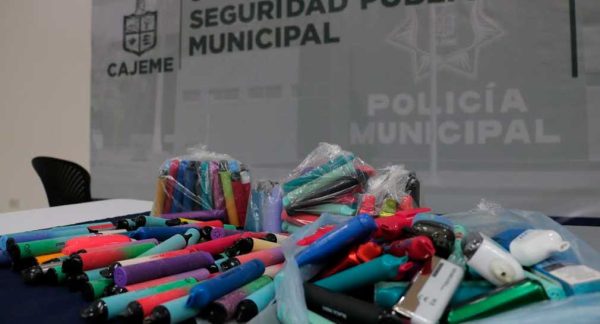 Aseguran más de 100 cigarros electrónicos en escuelas de educación básica en Cajeme