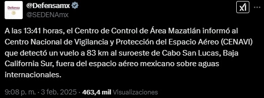 Claudia Sheinbaum || “No es algo extraño que haya un avión que vuele por espacio aéreo internacional”