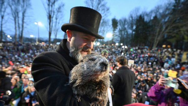 En Pensilvania, la marmota Phil pronostica más invierno para EEUU y nuevamente reúne a miles durante la festividad