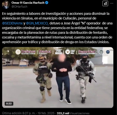 García Harfuch anuncia detención del operador financiero y del responsable de seguridad de “El Chapito”