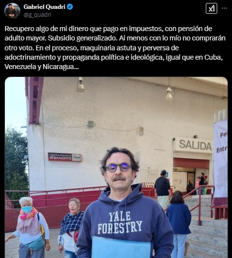 #NoEsBroma || Gabriel Quadri disfruta lo votado y recibe “Pensión del Bienestar” pese a criticarla