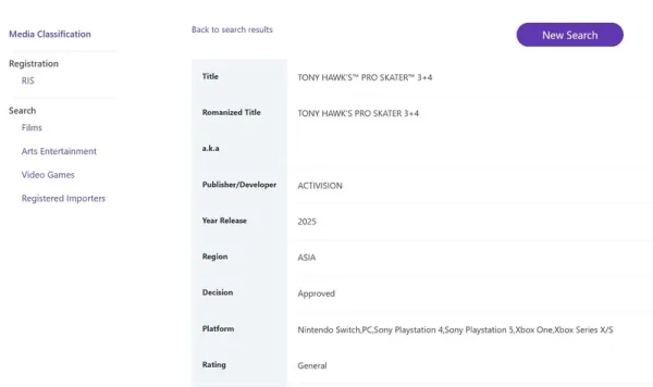 Singapur filtra 'Tony Hawk's 3+4' antes de su anuncio oficial y todas las plataformas a las que llegará