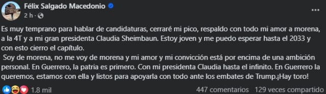 “Cerraré mi pico” || Félix Salgado atiende el llamado de Claudia Sheinbaum y esperará hasta 2033 para competir por la gobernatura de Guerrero