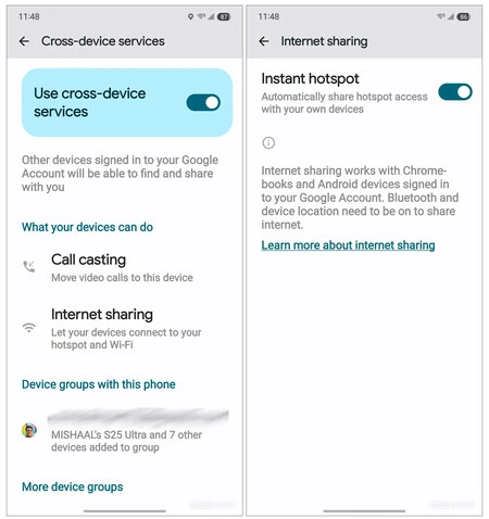 Los Galaxy S25 pueden compartir la conexión de inmediato con cualquier tablet Android. Samsung y Google amplían su ecosistema