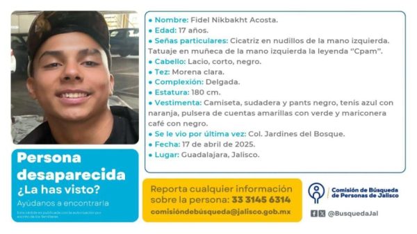 Adolescente de Tampico desaparece durante vacaciones en Jalisco