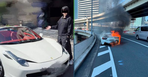 Ahorra 10 años para comprarse un Ferrari y se incendia en cuanto lo saca de la agencia