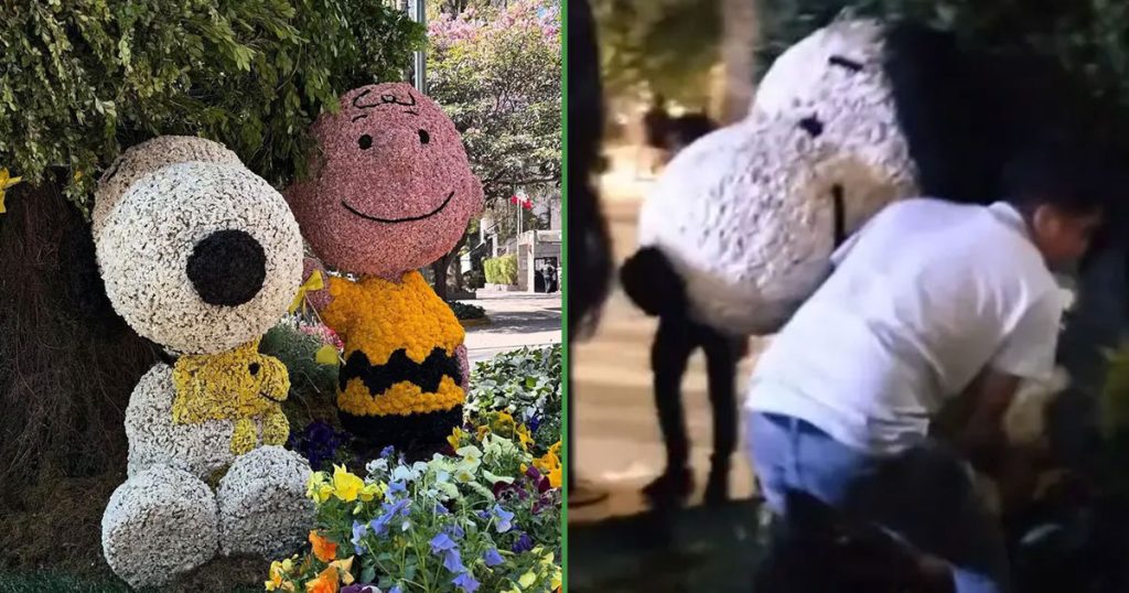 Con todo y Charlie Brown: se roban figura de Snoopy que habían puesto en Polanco