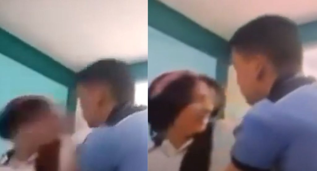 Graban momento en el que joven golpea a su novia en un salón de clases (VIDEO)