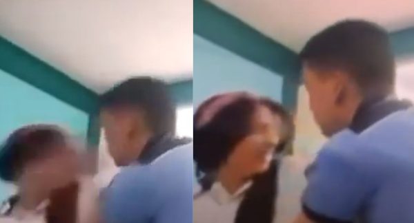Graban momento en el que joven golpea a su novia en un salón de clases (VIDEO)