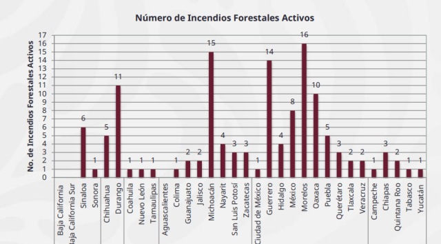 Incendios forestales azotan al país: Morelos, Michoacán y Guerrero entre los más afectados