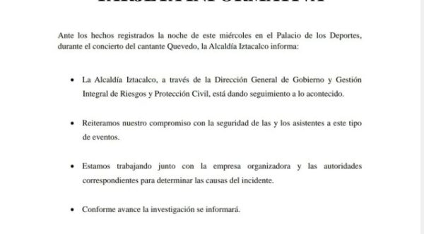Investigan accidente en concierto de Quevedo en el Palacio de los Deportes