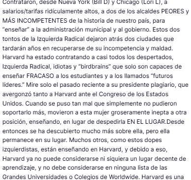 Trump endurece presión sobre Harvard y acusa a la universidad de ser un “foco radical”