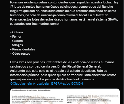Colectivo de buscadoras en Jalisco cuestiona versión de la FGR sobre el caso del Rancho Izaguirre (+video)