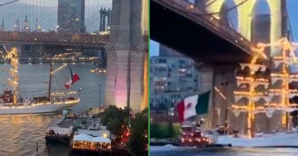 Con una pulida sale: buque mexicano se estrella contra puente en Nueva York