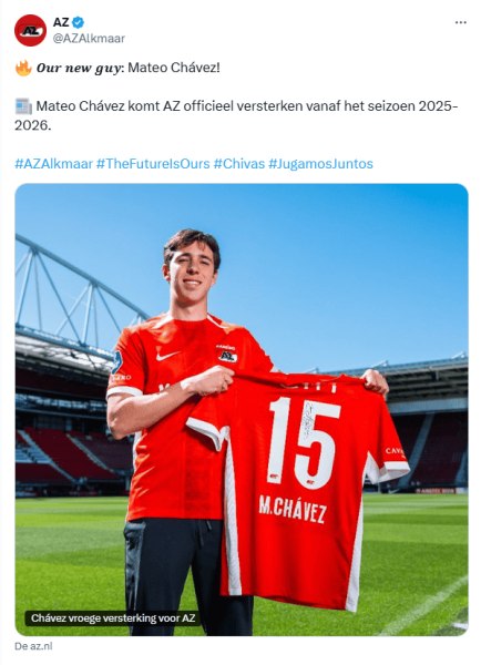 De Chivas a Europa: Mateo Chávez, oficialmente nuevo jugador del AZ Alkmaar
