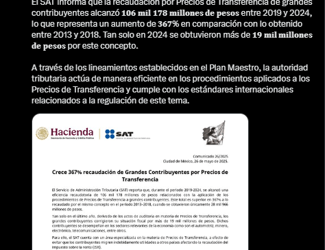 Hacienda reporta un aumento del 367% en la recaudación de grandes contribuyentes