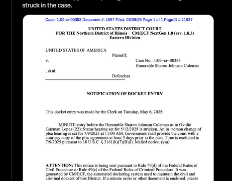 Ovidio Guzmán se declarará culpable en corte federal de Chicago