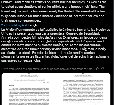 Teherán condena ante la ONU agresiones de Israel y Estados Unidos