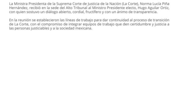 La SCJN se prepara para una nueva etapa; Norma Piña y Hugo Aguilar definen ruta de transición