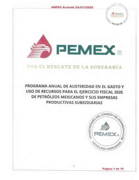 Pemex restringe viajes al extranjero, asesorías y vende membresías del Club de Industriales