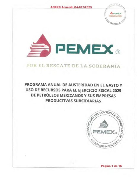 Pemex restringe viajes al extranjero, asesorías y vende membresías del Club de Industriales