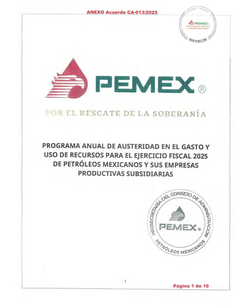 Pemex restringe viajes al extranjero, asesorías y vende membresías del Club de Industriales