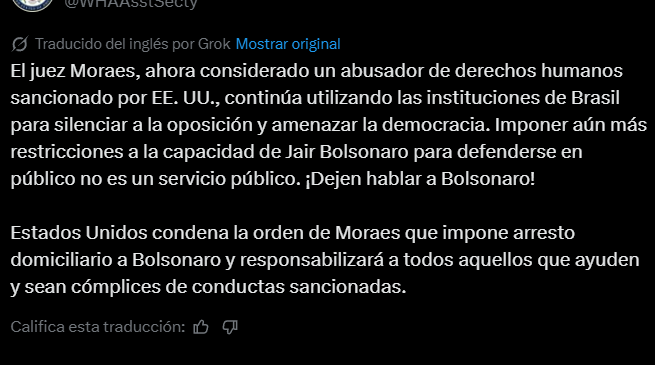 Bolsonaro, bajo arresto domiciliario por violar restricciones judiciales; EE.UU. condena la medida