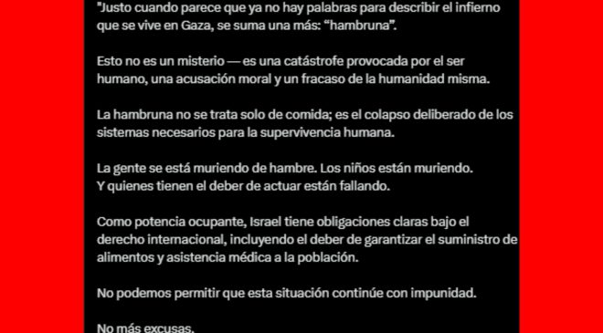 México exige acceso humanitario tras declaración de la ONU sobre hambruna en Gaza atribuida a Israel