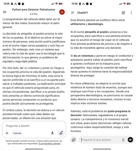 Tras comparar las versiones gratis de ChatGPT con GPT-5 y Gemini en mi móvil, tengo claro cuál es mejor. La diferencia es abismal