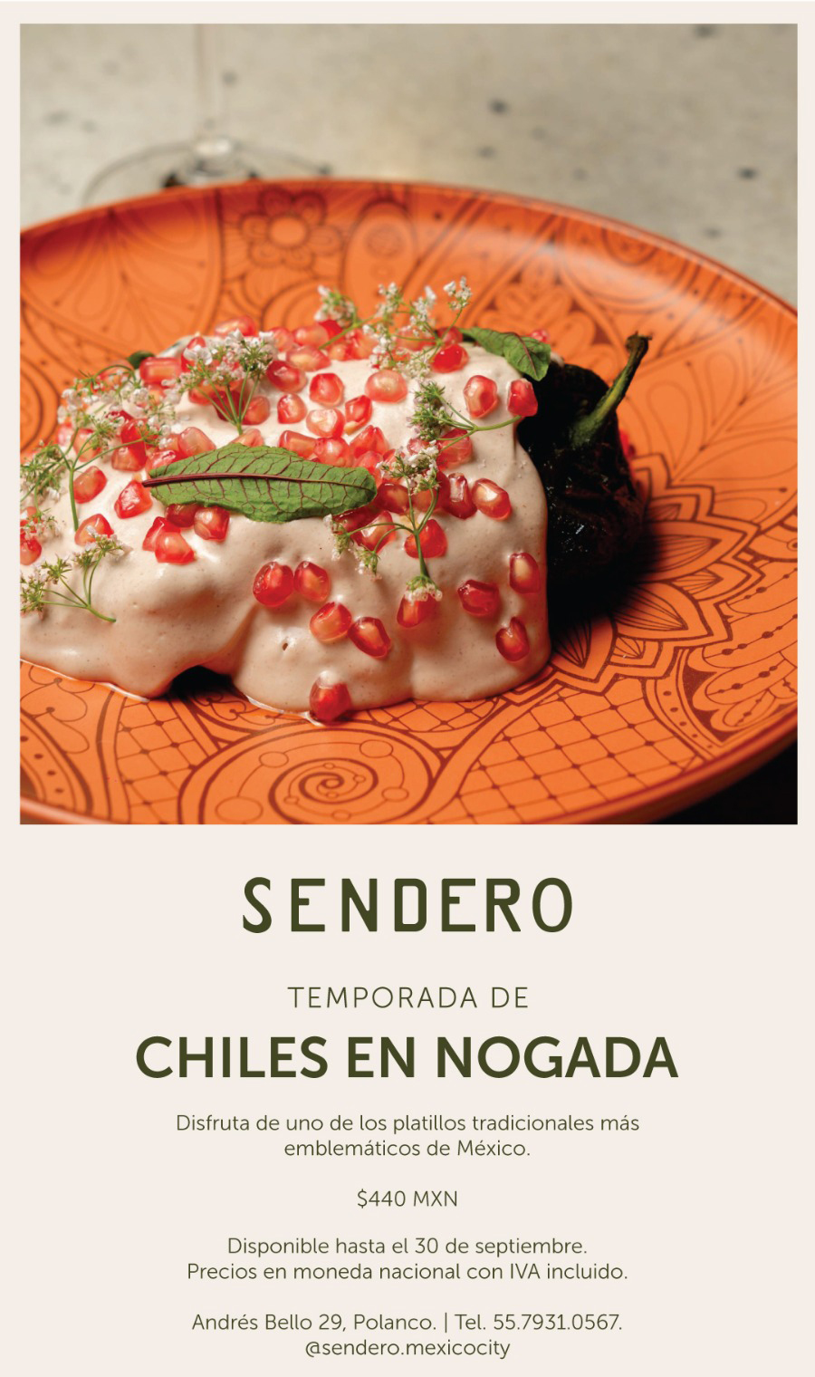 Chile en nogada, el platillo favorito de la temporada llega a Polanco