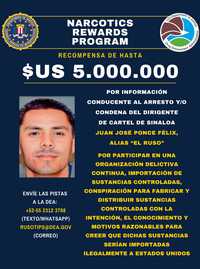 EU ofrece 5 millones de dólares por información del sicario mexicano Juan Ponce, El Ruso