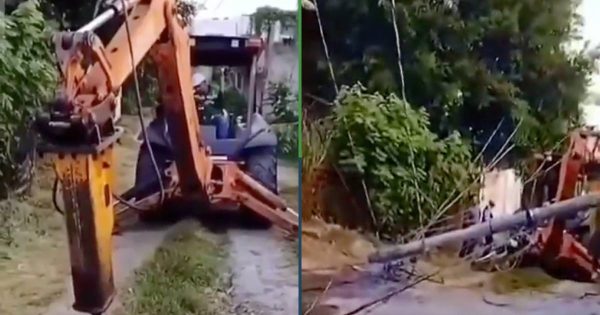 Alcalde quiso inaugurar una obra y termina estrellándose con un poste de luz