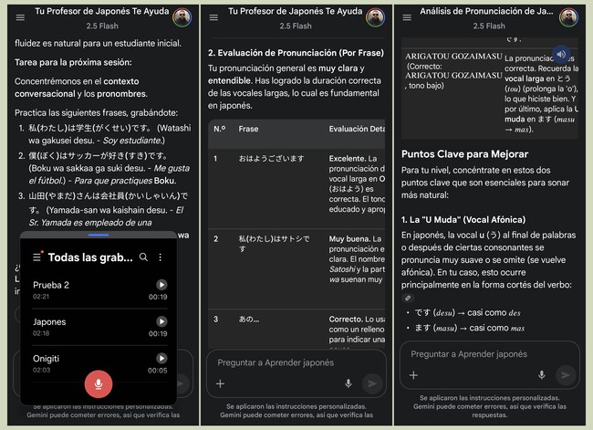 Arigato gozaimasu, Gemini: estoy aprendiendo japonés y la IA es genial para practicar y corregir mi pronunciación