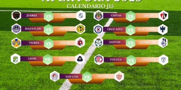 Calendario de partidos de la J15 del Apertura 2025