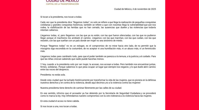Detienen a hombre que acosó a la presidenta Claudia Sheinbaum en inmediaciones de Palacio Nacional