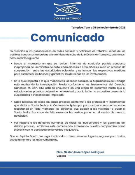 Iglesia católica reconoce denuncia por abuso sexual contra sacerdote de Tampico - Elefante Blanco