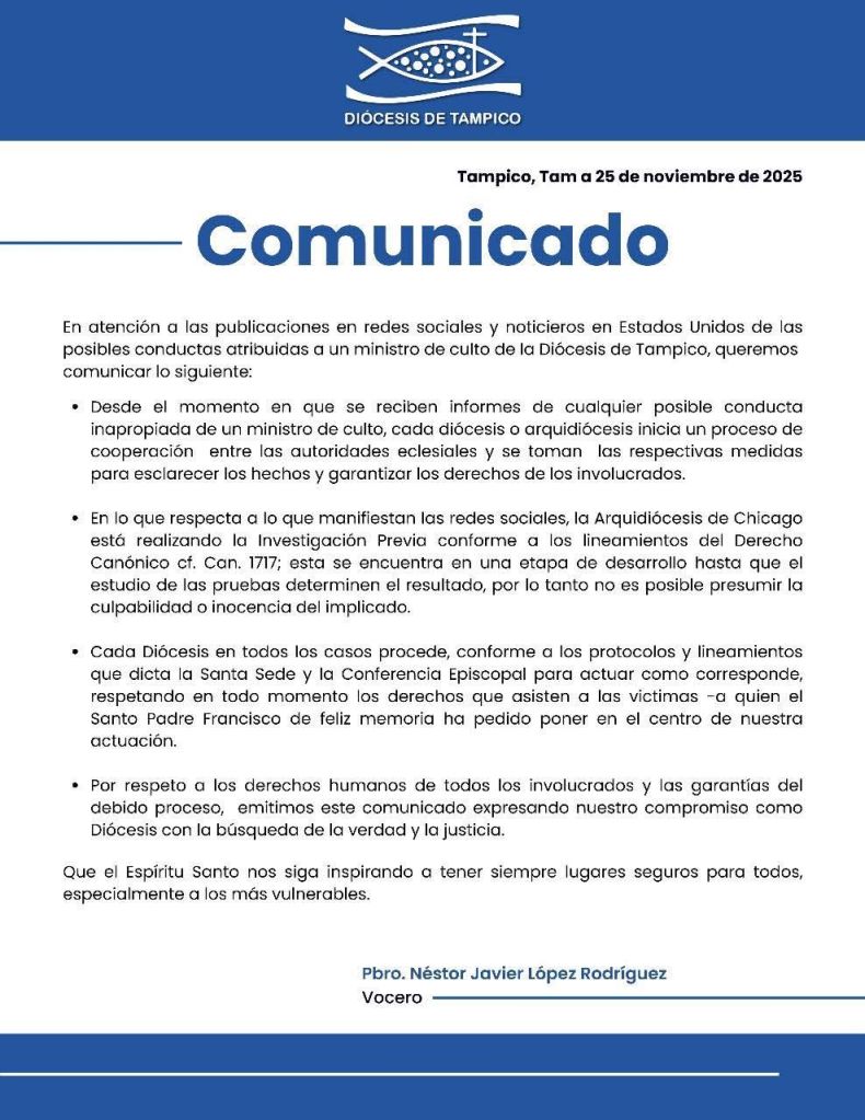 Iglesia católica reconoce denuncia por abuso sexual contra sacerdote de Tampico - Elefante Blanco